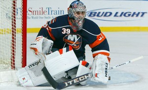 Isles goalie Rick Dipietro is practicing at training camp this week. (Picture courtesy of thehockeynews.com)